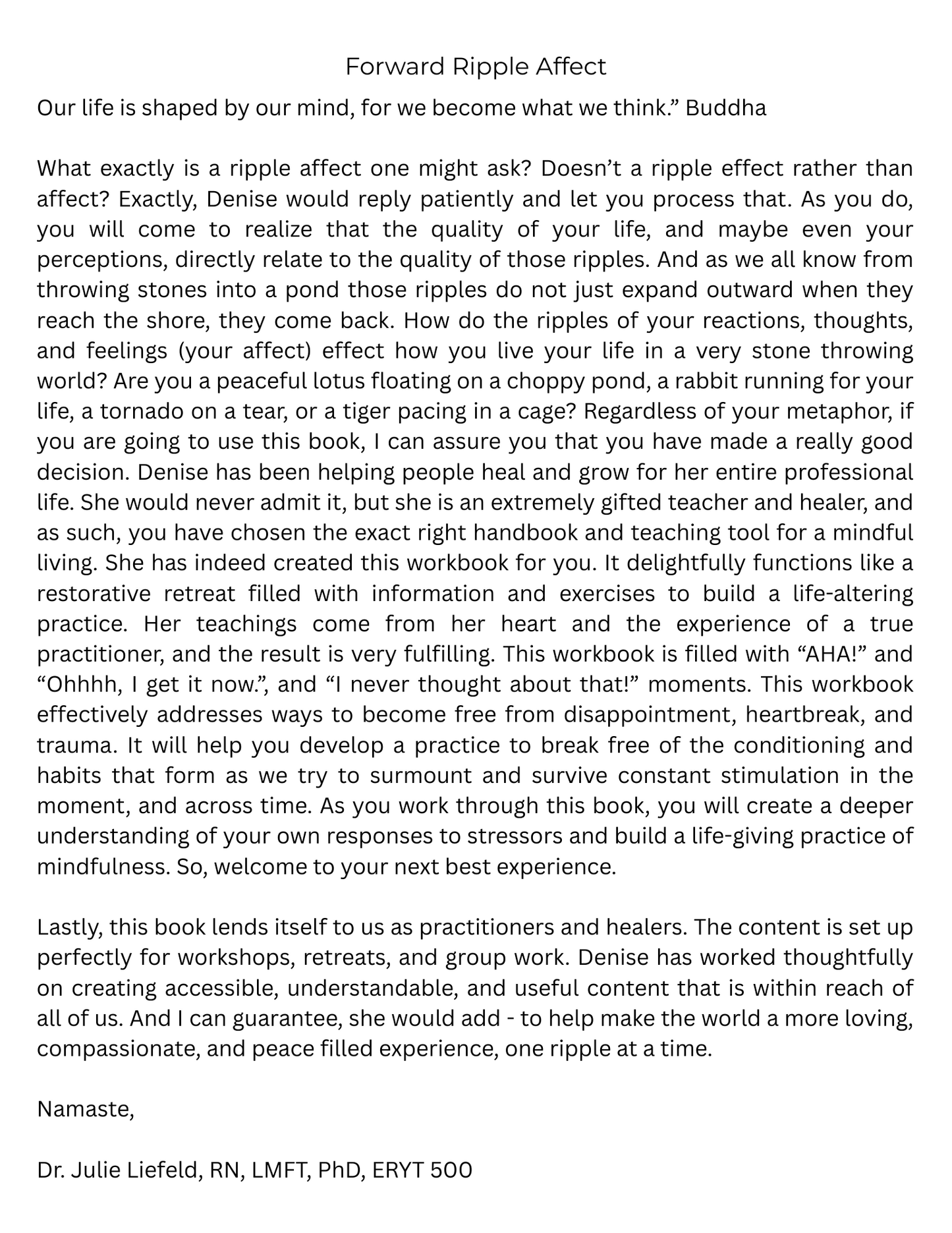 Ripple Affect: Change Your Mind, Change Your Life