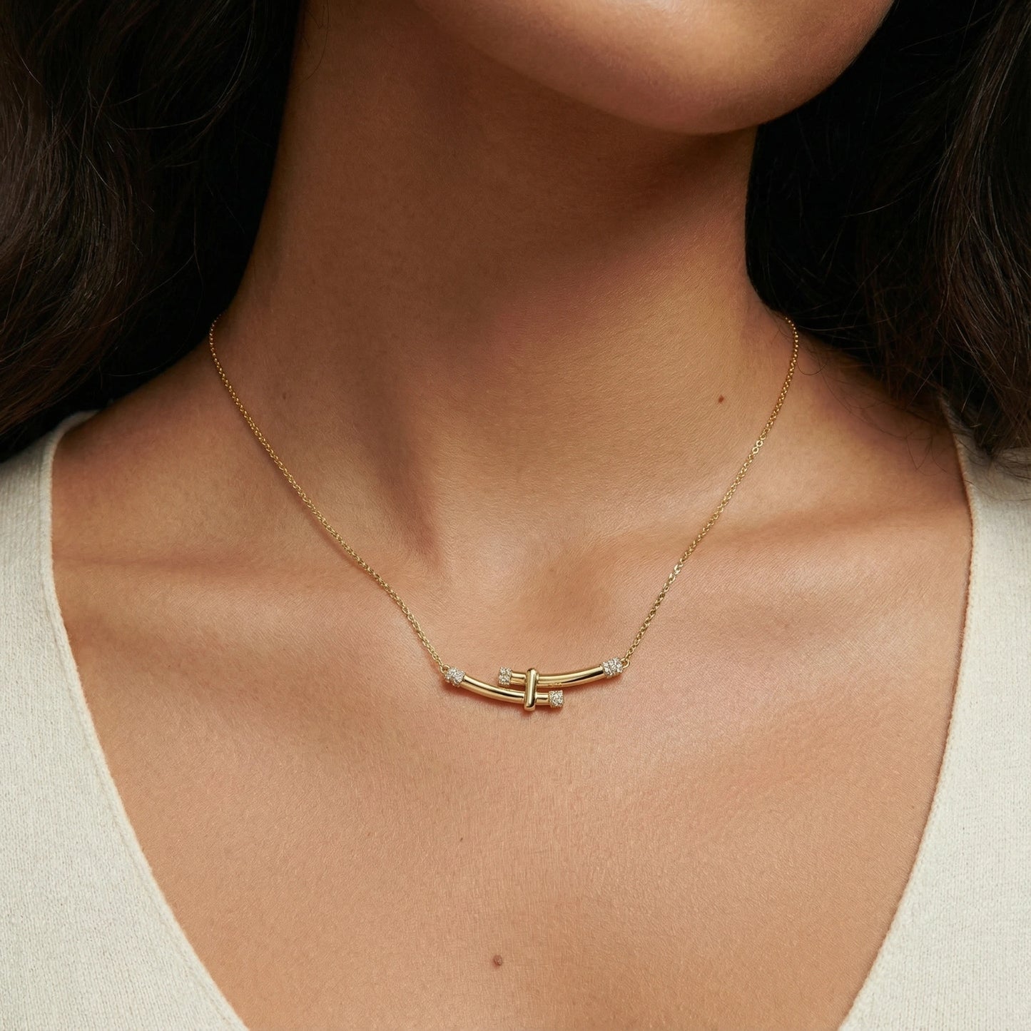 Bamboo Crystal Arc Necklace by Mindful Elegance