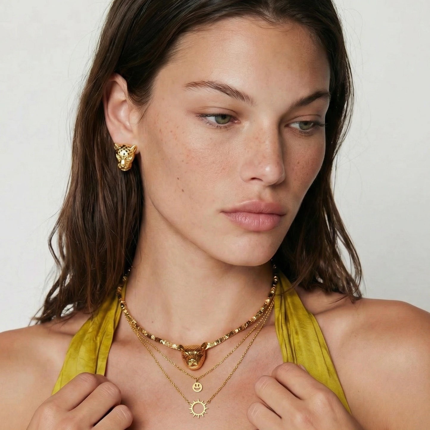 Sunshine Smiley Layered Necklace by Mindful Elegance