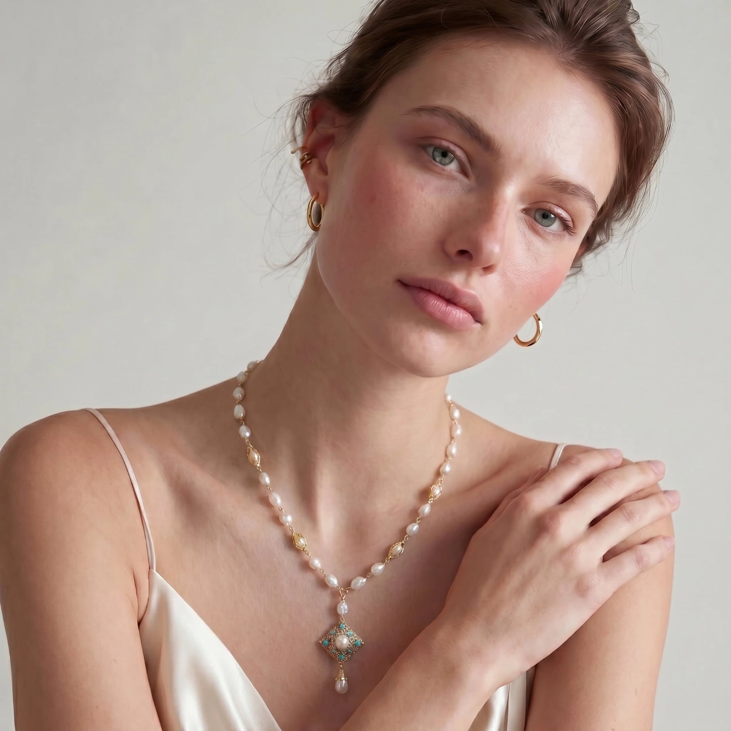 Celestial Pearl Drop Necklace by Mindful Elegance